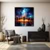 Cuadro decorativo de una orquesta dirigida bajo luces vibrantes