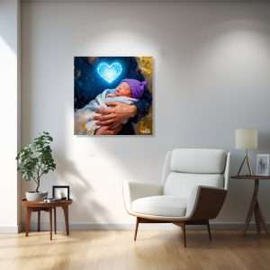 Cuadro decorativo sobre el amor paternal con símbolo de corazón