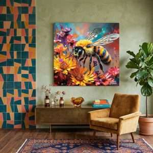 Cuadro abeja 80x75 cm óleo espatulado sala