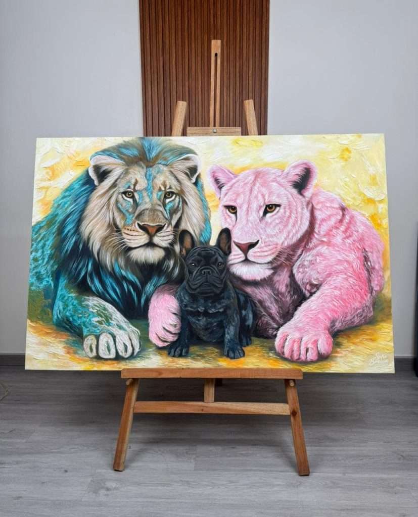 cuadro-leones-familia-caballete - Sofia Brown